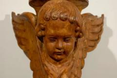 Pair of French 19th Century Wooden Wall Brackets with Carved Cherubs - 3415142