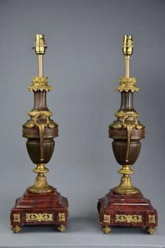 Pair of French 19thc fine quality bronze gilt bronze table lamps - 4806320