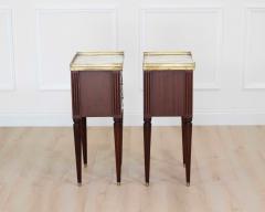 Pair of French 20th Century Louis XVI Style Marble Top Bedside Tables - 4707259