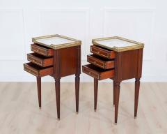 Pair of French 20th Century Louis XVI Style Marble Top Bedside Tables - 4707265