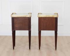 Pair of French 20th Century Louis XVI Style Marble Top Bedside Tables - 4707266