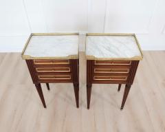 Pair of French 20th Century Louis XVI Style Marble Top Bedside Tables - 4707317
