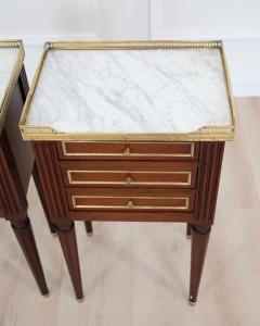 Pair of French 20th Century Louis XVI Style Marble Top Bedside Tables - 4707339
