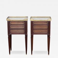 Pair of French 20th Century Louis XVI Style Marble Top Bedside Tables - 4708268