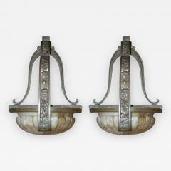 Pair of French Art Deco Alabaster Sconces - 1438470