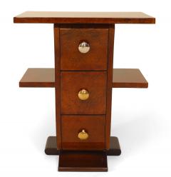 Pair of French Art Deco Amboyna Wooden End Tables - 1378993