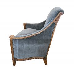 Pair of French Art Deco Carved Maple Upholstered Armchairs Bergeres - 4390169