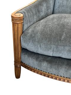 Pair of French Art Deco Carved Maple Upholstered Armchairs Bergeres - 4390173