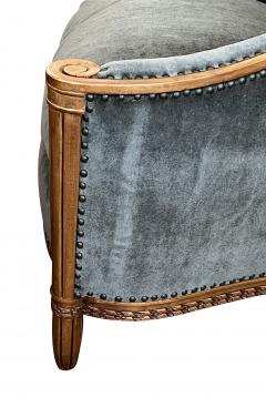 Pair of French Art Deco Carved Maple Upholstered Armchairs Bergeres - 4390174