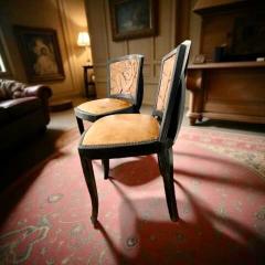 Pair of French Art Deco Carved Nude Panel Side Chairs ca 1930 - 4320698