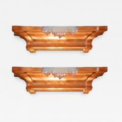 Pair of French Art Deco Copper and Opalescent Glass Icicle Sconces by Ezan - 876066