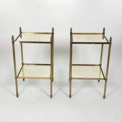 Pair of French Art Deco Fluted Brass Square Cocktail Tables Circa 1900 - 3692607