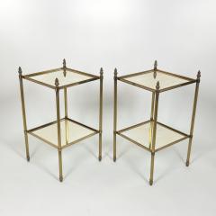 Pair of French Art Deco Fluted Brass Square Cocktail Tables Circa 1900 - 3692608
