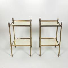 Pair of French Art Deco Fluted Brass Square Cocktail Tables Circa 1900 - 3692609