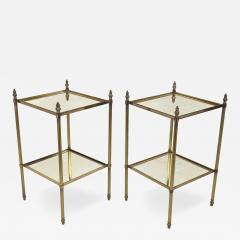 Pair of French Art Deco Fluted Brass Square Cocktail Tables Circa 1900 - 3697320