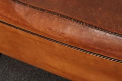 Pair of French Art Deco Leather Angled Back Club Chairs with Nailhead Decoration - 4696247