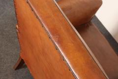 Pair of French Art Deco Leather Angled Back Club Chairs with Nailhead Decoration - 4696248