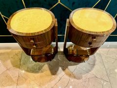 Pair of French Art Deco Macassar Side Tables with U Shaped Bases - 4562848