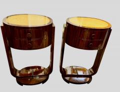 Pair of French Art Deco Macassar Side Tables with U Shaped Bases - 4562850