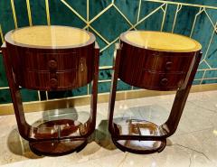 Pair of French Art Deco Macassar Side Tables with U Shaped Bases - 4562852