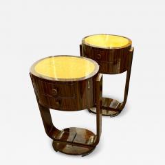 Pair of French Art Deco Macassar Side Tables with U Shaped Bases - 4562945