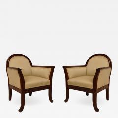 Pair of French Art Deco Mahogany Club Chairs - 1382948
