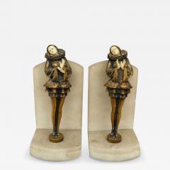 Pair of French Art Deco Marble Harlequin Bookends - 4222059
