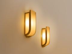 Pair of French Art Deco Modernist nickel steel opaline wall lights 1930 - 4472243