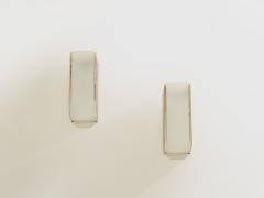 Pair of French Art Deco Modernist nickel steel opaline wall lights 1930 - 4472248