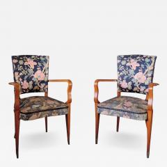 Pair of French Art Deco Stained Beech Armchairs - 1193408