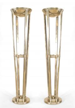 Pair of French Art Deco Style Chrome Floor Lamps - 1377555