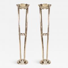 Pair of French Art Deco Style Chrome Floor Lamps - 1382275