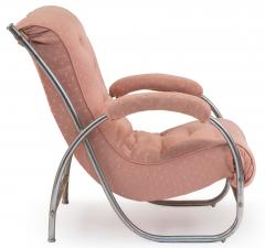 Pair of French Art Deco Tubular Pink Arm Chair - 1378672