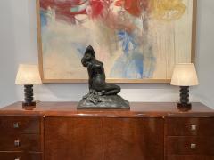 Pair of French Art Deco Walnut and Shagreen Boudoir Lamps circa 1930 - 4614608