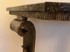 Pair of French Art Deco Wrought Iron Marble Consoles - 4390815