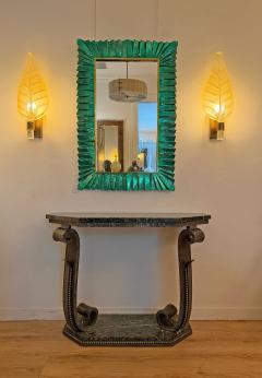 Pair of French Art Deco Wrought Iron Marble Consoles - 4390829