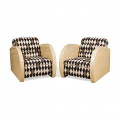Pair of French Art Deco parchment veneered club chairs - 4649597