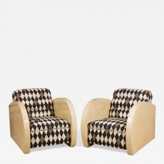 Pair of French Art Deco parchment veneered club chairs - 4649598