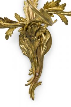 Pair of French Art Nouveau 3 Armed Brass Wall Sconces - 4655323