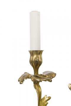 Pair of French Art Nouveau 3 Armed Brass Wall Sconces - 4655324