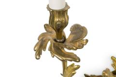 Pair of French Art Nouveau 3 Armed Brass Wall Sconces - 4655325