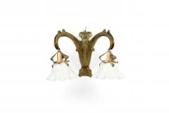 Pair of French Art Nouveau Brass Fleur de Lis Wall Sconces - 1377229