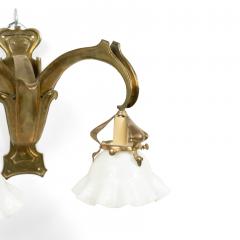 Pair of French Art Nouveau Brass Fleur de Lis Wall Sconces - 1377230