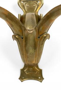 Pair of French Art Nouveau Brass Fleur de Lis Wall Sconces - 1377233