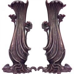 Pair of French Art Nouveau Metal Vases - 4655649