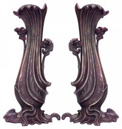 Pair of French Art Nouveau Metal Vases - 4662150