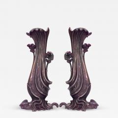 Pair of French Art Nouveau Metal Vases - 4662166