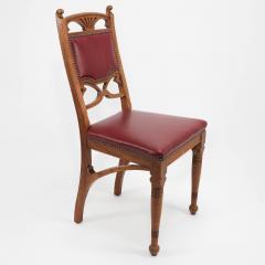 Pair of French Art Nouveau Oak Dining Chairs with Whiplash Side Stretchers - 4182470