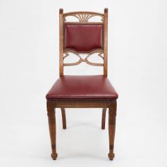 Pair of French Art Nouveau Oak Dining Chairs with Whiplash Side Stretchers - 4182471