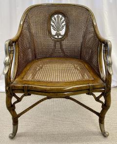 Pair of French Berg re Swan Arm Lounge Chairs Silver Metal Cane Tortoise - 2919405